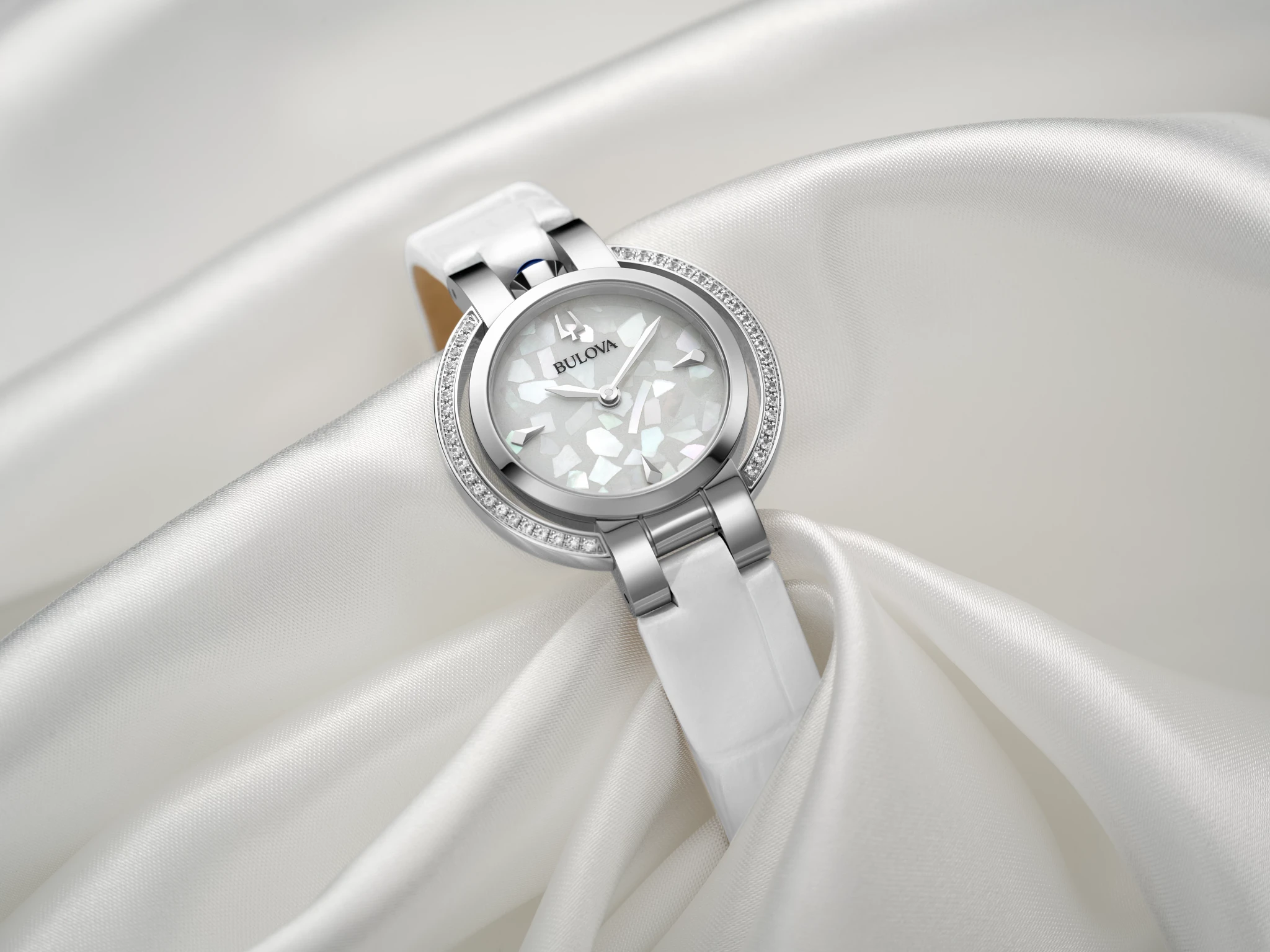 White Dial Leather Strap Rubaiyat Winter 96R254 | Bulova